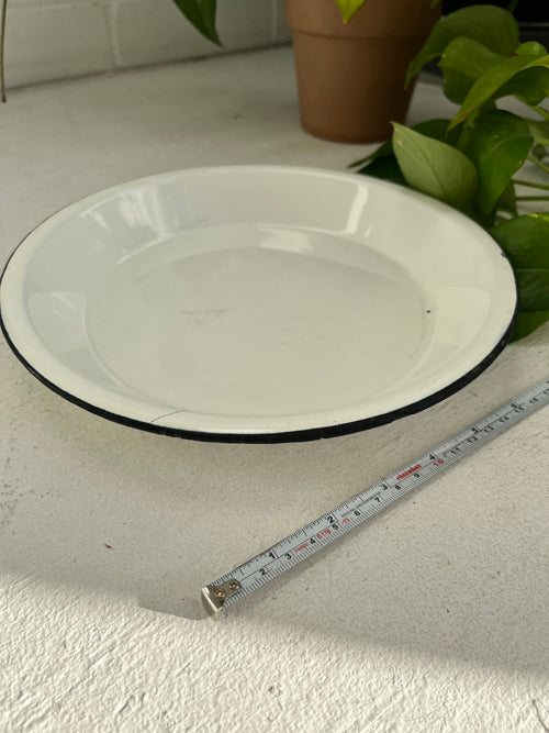 Well worn enamel baking dish