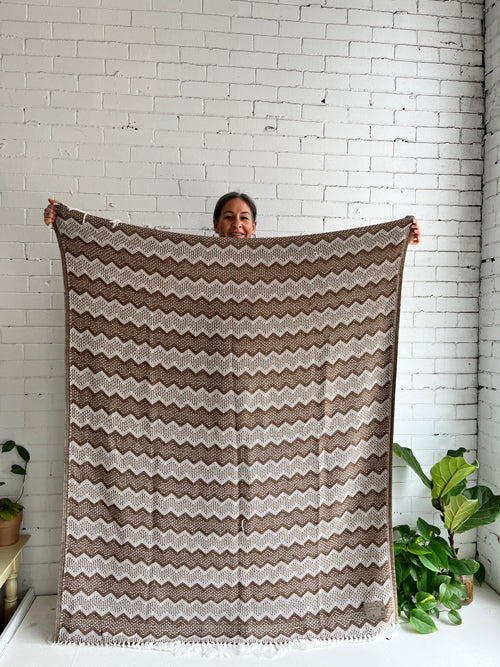 Chevron pattern alpaca blanket made in Peru