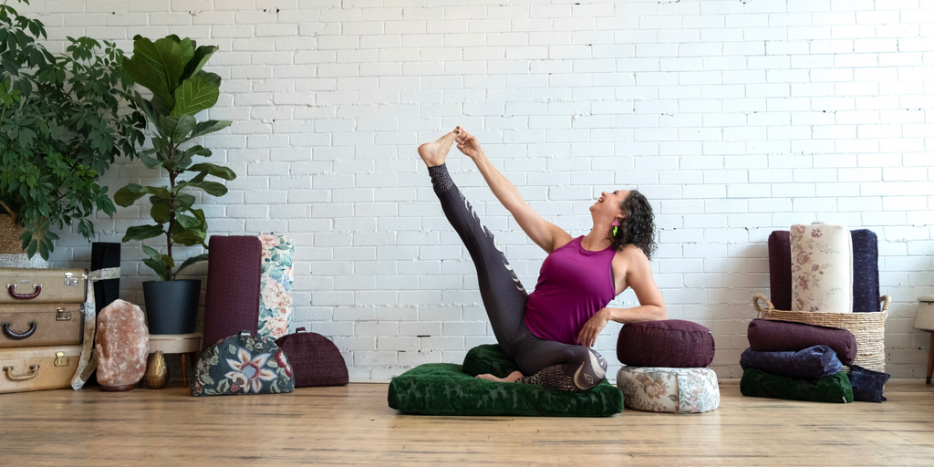 Tall Patterned Zafu Meditation Cushion - Barefoot Yoga Co.